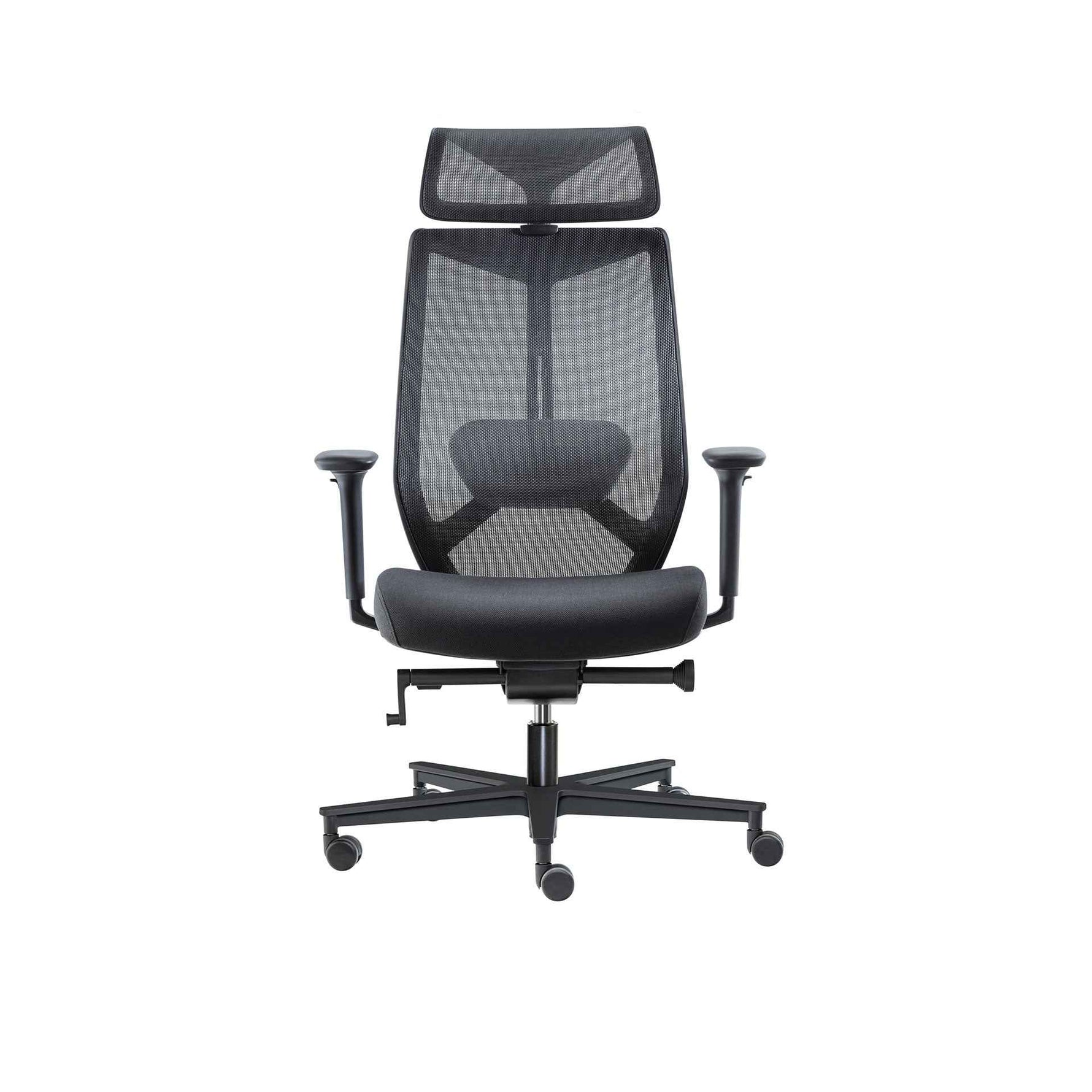 Mesh-Bürostuhl Wiepa Breeze mit oder ohne Kopfstütze, ergonomisches Design, atmungsaktives Mesh, schwarzes Sitzmöbel