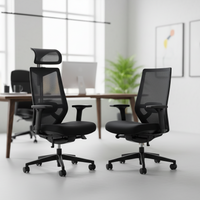 Mesh-Bürostuhl Wiepa Breeze mit oder ohne Kopfstütze, ergonomischer Sitz mit atmungsaktivem Mesh, schwarz