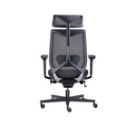 Mesh-Bürostuhl Wiepa Breeze mit oder ohne Kopfstütze, ergonomischer Sitz mit atmungsaktivem Mesh-Bezug, schwarzes Design