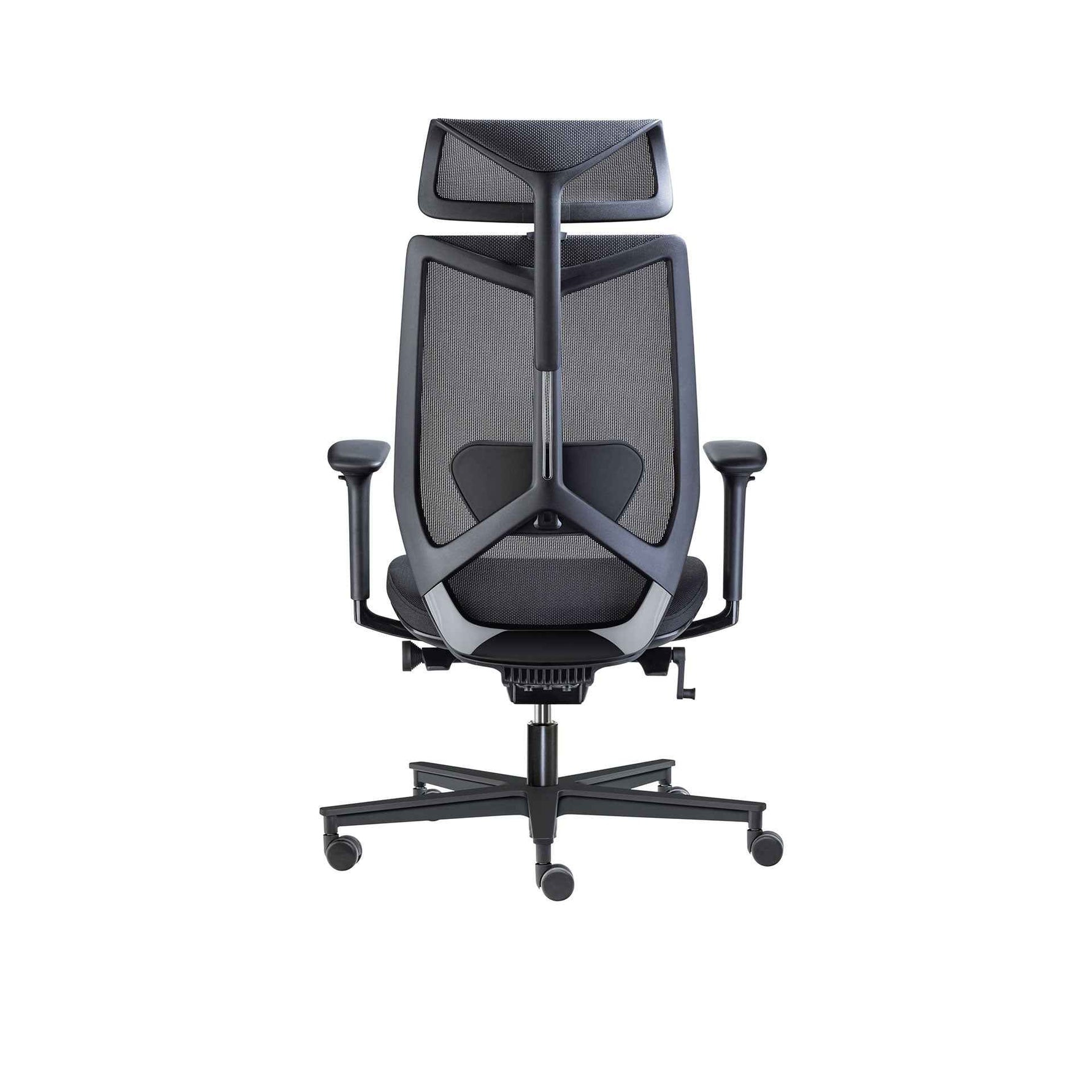 Mesh-Bürostuhl Wiepa Breeze mit oder ohne Kopfstütze, ergonomischer Sitz mit atmungsaktivem Mesh-Bezug, schwarzes Design