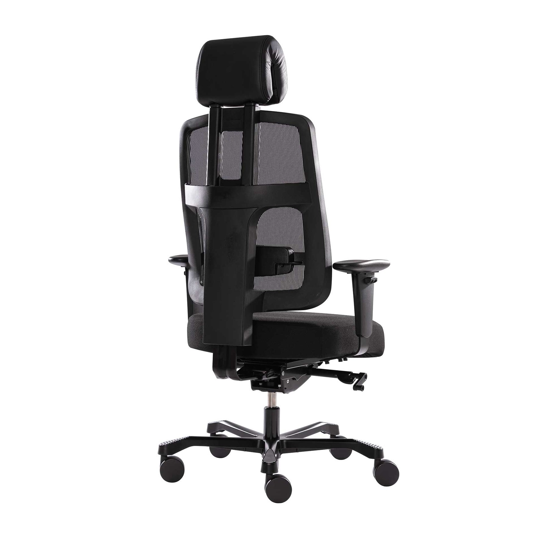 Mesh-Plus Bürostuhl XXL Air Comfort von Wiepa mit atmungsaktivem Netzstoff und ergonomischem Design, schwarzes Sitzmöbel.