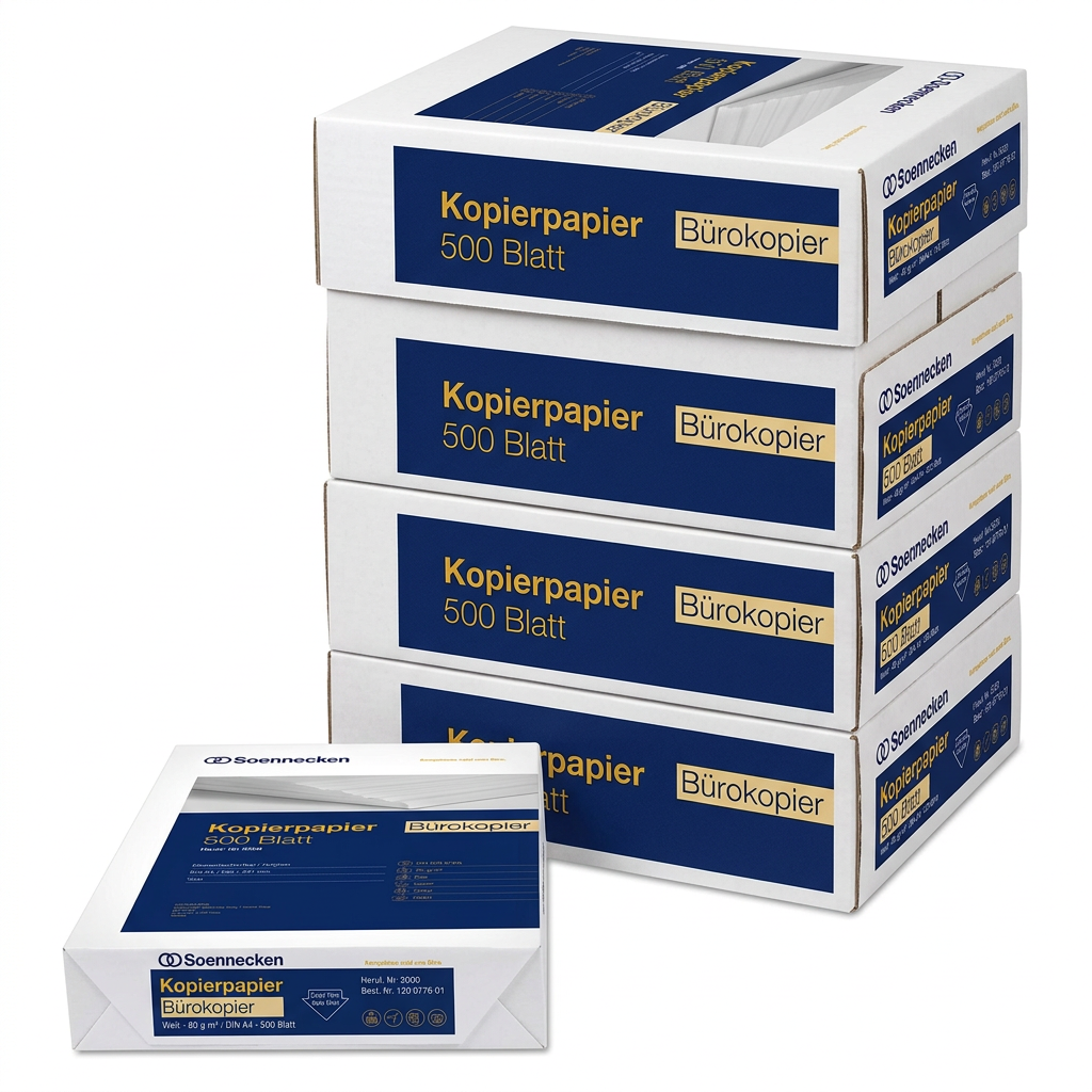 Hochwertiges Soennecken Büro-Kopierpapier „Bürokopier 5100“ DIN A4, 80 g/m², große Mengen, 10.000 Blatt