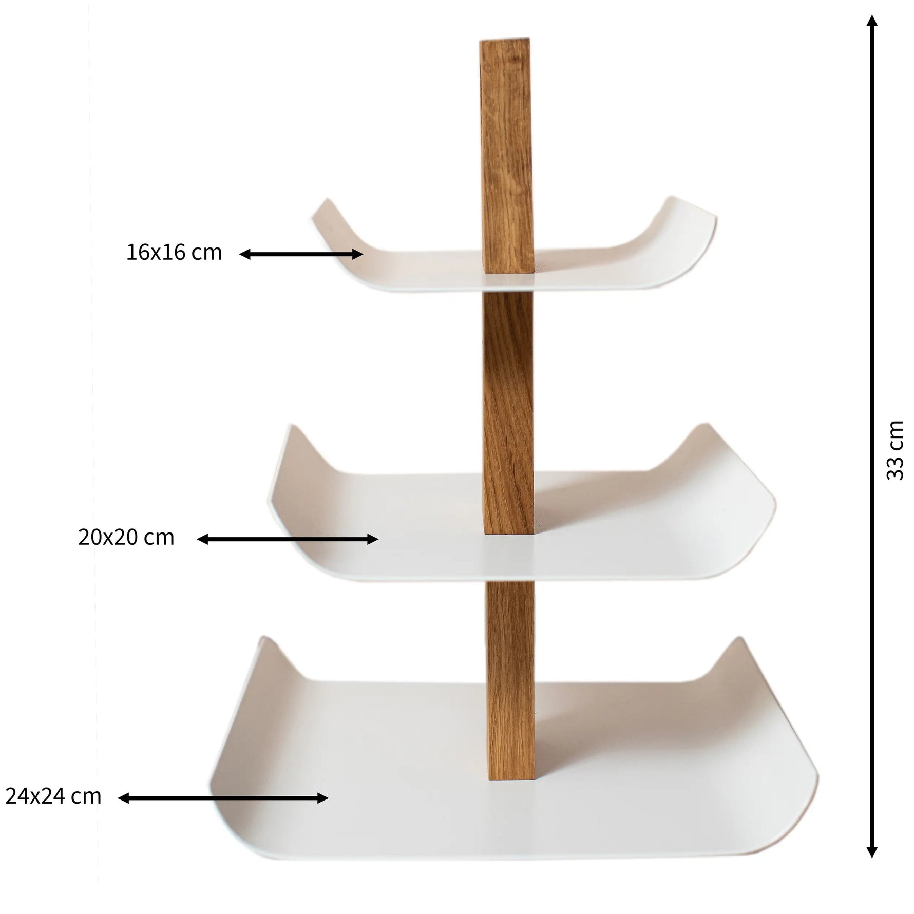 Moderne Etagere 3-stöckig Holz & Metall 33cm – Schwarzer Obstkorb & Obstschale