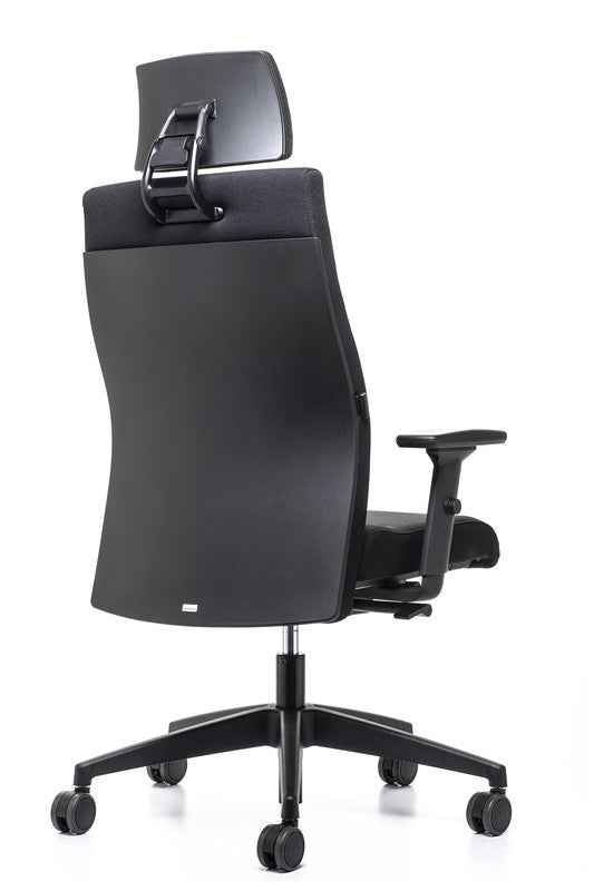 Wiepa Flight Bürodrehstuhl ohne oder mit Kopfstütze, ergonomischer Chefsessel, schwarzes Sitzmöbel, für Büro und Arbeit.