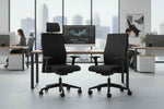 Bürodrehstuhl Wiepa Flight mit oder ohne Kopfstütze, ergonomisches Design, schwarzes Sitzmöbel für Büro und Arbeit.