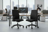 Bürodrehstuhl Wiepa Flight mit oder ohne Kopfstütze, ergonomisches Design, schwarzes Sitzmöbel für Büro und Arbeit.