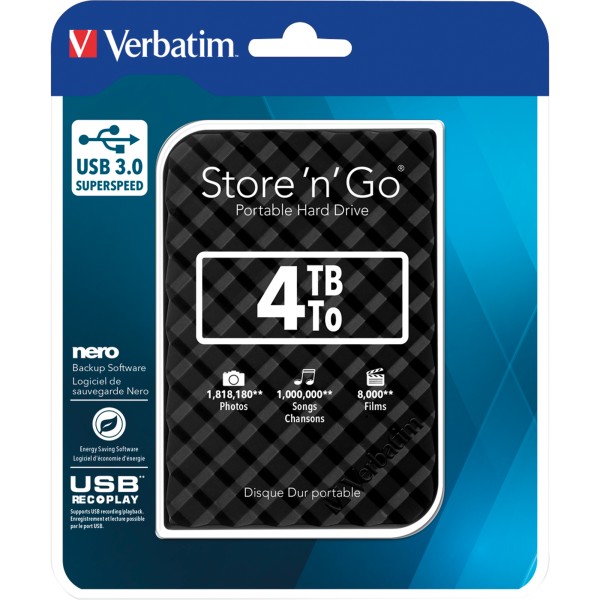 Verbatim Festplatte Store n Go 53223 USB 3.0 4TB schwarz