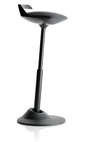 muvman Aktiv-Sitz Stehstuhl, Bezug scharz, Gestell schwarz, Sitzhöhe bis 84 cm von aeris