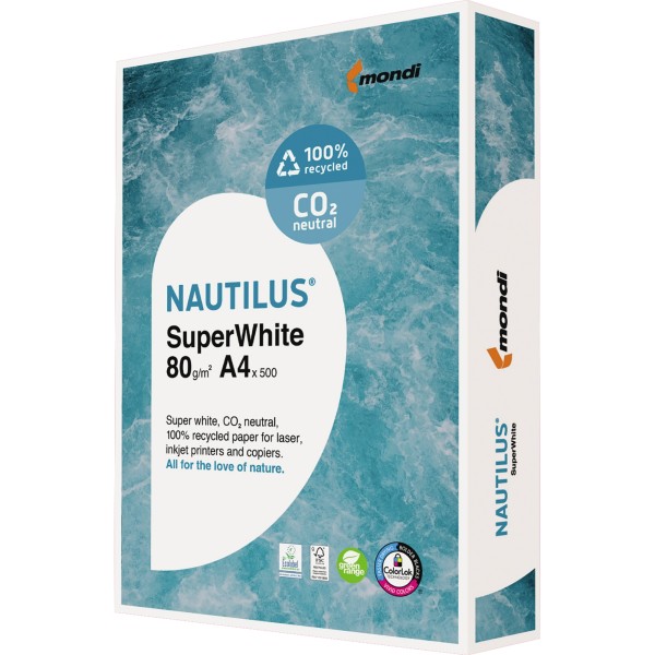 Nautilus Kopierpapier SuperWhite 2100005086 DIN A4 500 Bl./Pack.