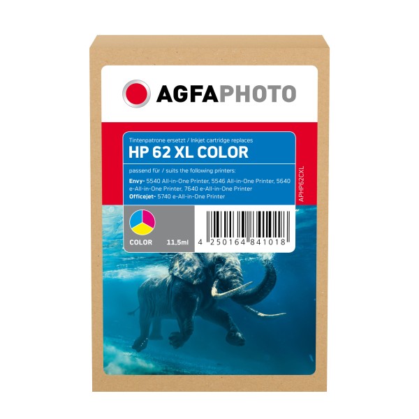 AgfaPhoto Tintenpatrone APHP62CXL wie HP C2P07AE 62XL c/m/y