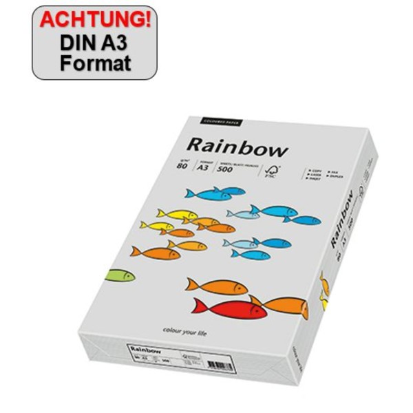 Rainbow Kopierpapier 88042808 A3 80g grau 500 Bl./Pack.