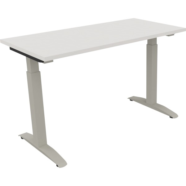 Schreibtisch Kufe Einzels. Quadrat B1200xT600xH650-850 si/Weiß