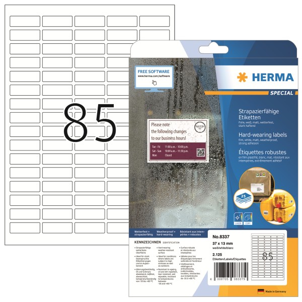 HERMA Etikett 8337 37x13mm PES weiß 2.125 St./Pack.