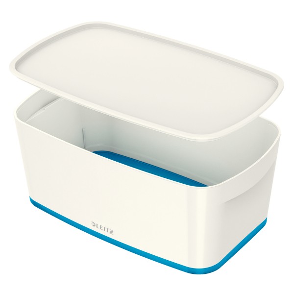 Leitz Aufbewahrungsbox MyBox, Klein, mit Deckel, für DIN A5, 5l, weiß/blau 52291036