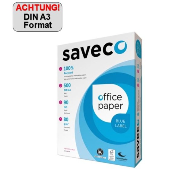 Saveco Kopierpapier Blue Label 100000010 A3 80g ISO 90 500Bl.
