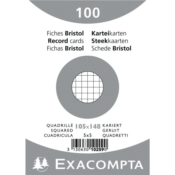 Exacompta Karteikarte 10209E DIN A6 kariert weiß 100 St./Pack.