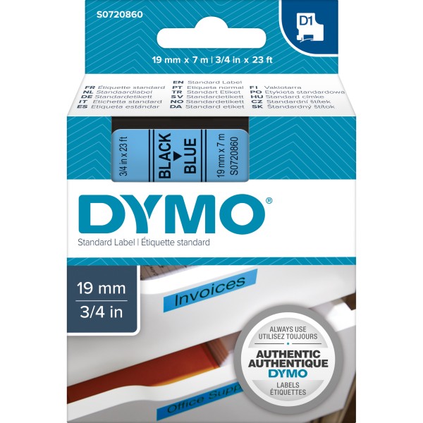 DYMO Schriftbandkassette D1 S0720860 19mmx7m sw auf bl