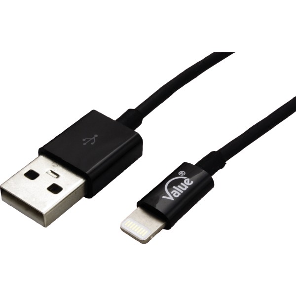 Value USB-Kabel 11998321 USB-A auf Lightning 1m sw