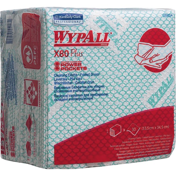 WYPALL Wischtuch X80 Plus 19154 33,5x34,5cm gn 30 St./Pack.
