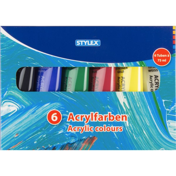 STYLEX Acrylfarben Standard 28653 6 Tuben à 75 ml