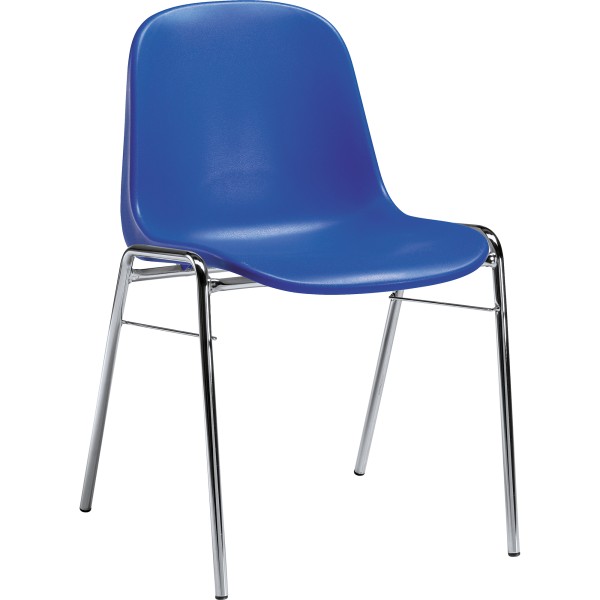 Besucherstuhl Gestell verchromt Sitzschale Polyamid blau