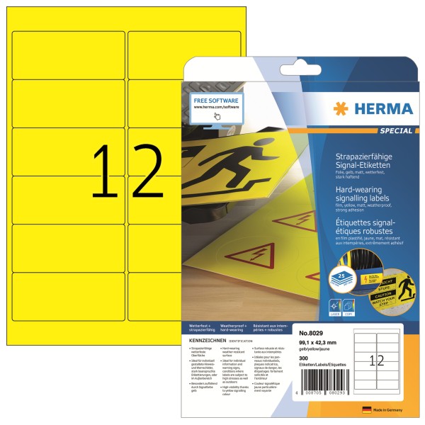 HERMA Signaletikett 8029 99,1x42,3mm gelb 300 St./Pack.