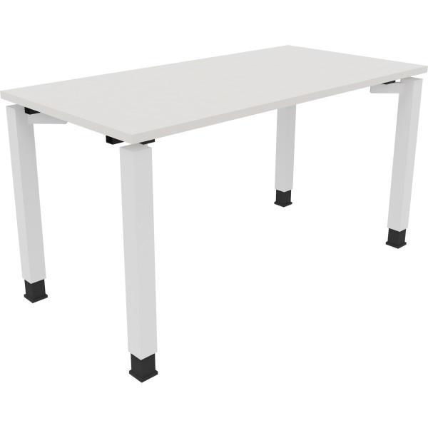 Schreibtisch Vierfuß Quadratrohr B1400xT700xH680-820 ws/Weiß