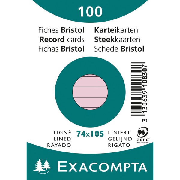 Exacompta Karteikarte 10830SE DIN A7 liniert rosa 100 St./Pack.