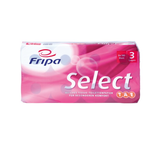 Fripa Toilettenpapier Select 1030807 3-lagig weiß 8 Rl./Pack.