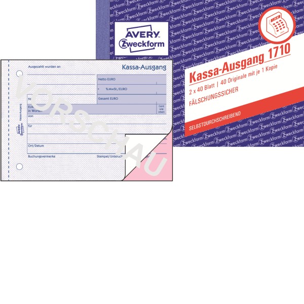 Avery Zweckform Kassa-Ausgangsbuch 1710 DIN A6 quer 2fach