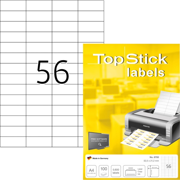 Etikett Top Stick 8700 52,5x21,2mm weiß 5.600 St./Pack.