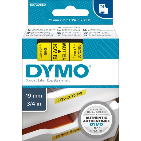 DYMO Schriftbandkassette D1 S0720880 19mmx7m sw auf ge