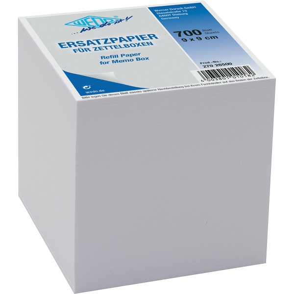 WEDO Zettelboxeinlage 27026500 9x9cm weiß 700 Bl./Pack.