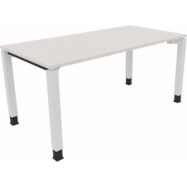 Schreibtisch Vierfuß Quadratrohr B1600xT800xH680-820 ws/Weiß