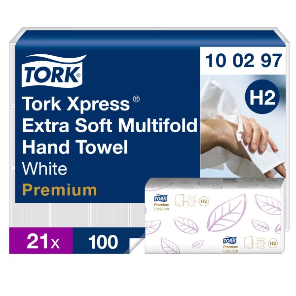 Tork Papierhandtuch Premium 100297 21x34cm 2lagig weiß 2.100 Bl./Pack.
