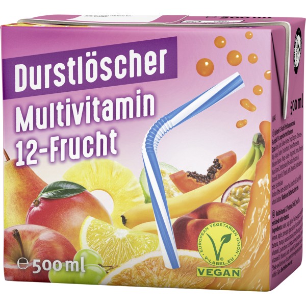 Durstlöscher Multivitamin 12Früchte 27575 TetraPak 0,5l 12St