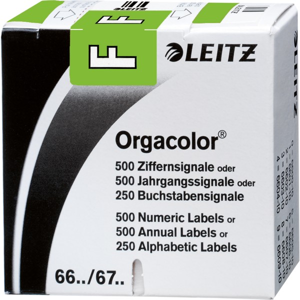 Leitz Buchstabensignal Orgacolor 66151000 F grün 250 St./Pack.