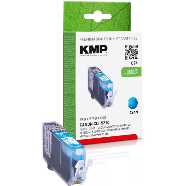 KMP Tintenpatrone C74 1510,0003 wie Canon CLI521C 9ml cyan