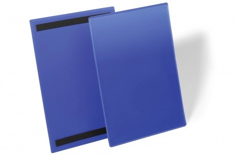 DURABLE Magnetische Kennzeichnungstasche A4 hoch, blau, Pack à 50 Stück
