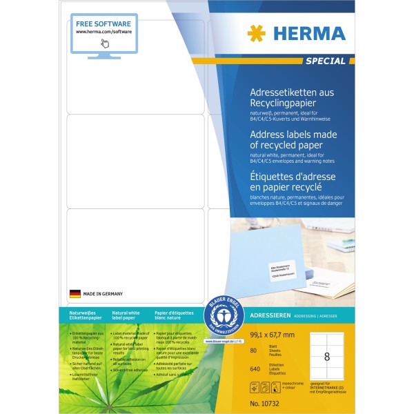 HERMA Etikett 10732 RC 99,1x67,7mm nws 640St