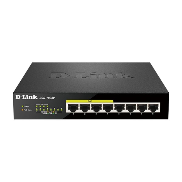 D-Link 8-Port Layer2 PoE+ Gigabit Switch DGS-1008P/E