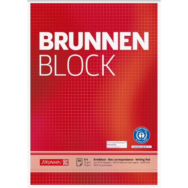 BRUNNEN Briefblock RCP 105261801 DIN A4 50Blatt kariert