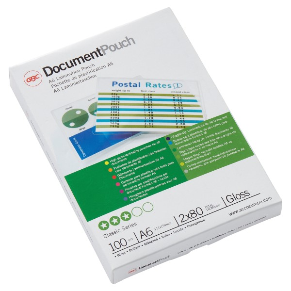 GBC Folientasche DocumentPouch IB585067 DIN A6 80mic 100 St./Pack.