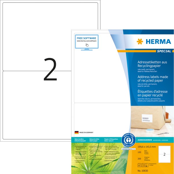 HERMA Etikett 10830 199,6x143,5mm weiß 200 St./Pack.