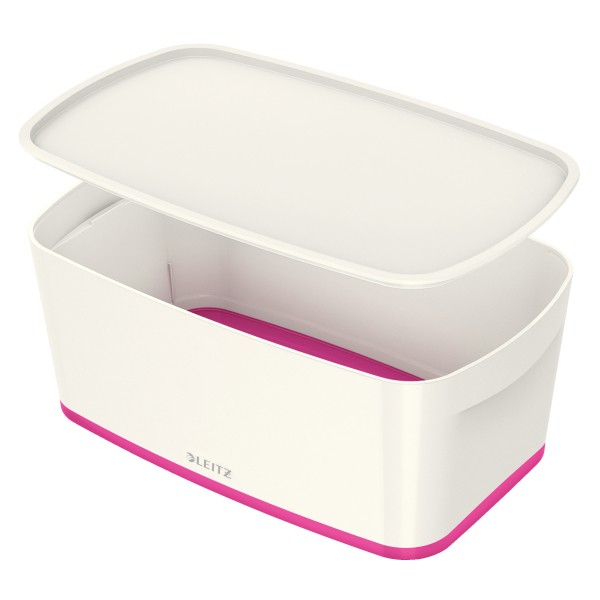 Leitz Aufbewahrungsbox MyBox, Klein, mit Deckel, für DIN A5, 5l, weiß/pink 52291023