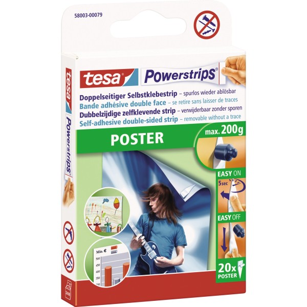 tesa Klebestücke Powerstrips Poster 58003-0079 14,5x33mm ws 20 St./Pack