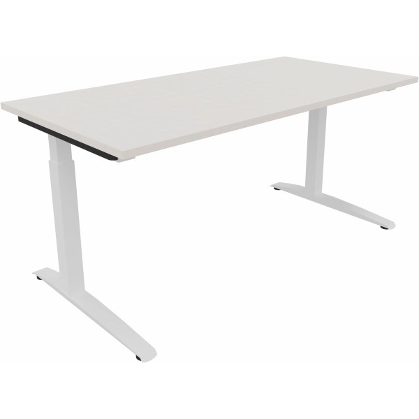 Schreibtisch Kufe Einzels. Quadrat B1600xT800xH650-850 ws/Weiß