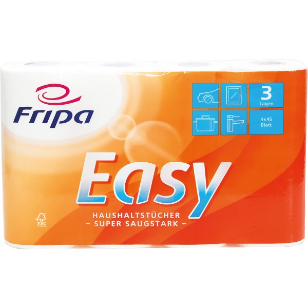Fripa Küchenrolle EASY 3074003 3lg. 45Bl. Zellstoff hochws 4 St./Pack.