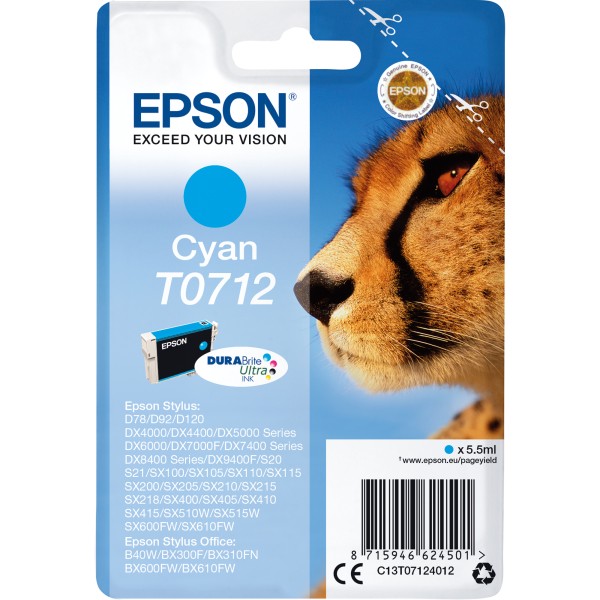 Epson Tintenpatrone C13T07124012 250Seiten 5,5ml cyan