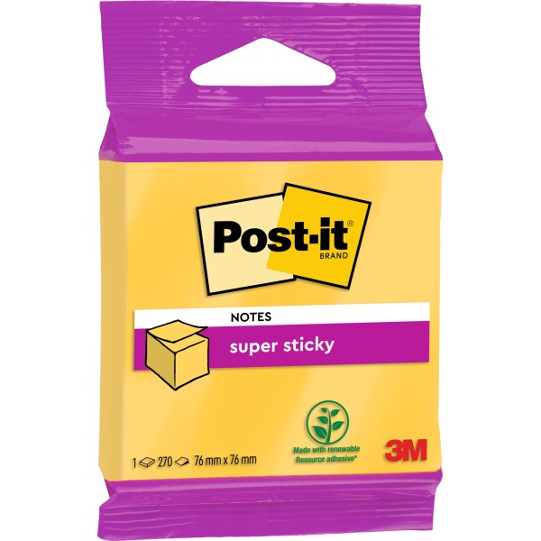 Post-it Haftnotiz Super Sticky 2014-S 76x76mm 270Bl. narzissengelb